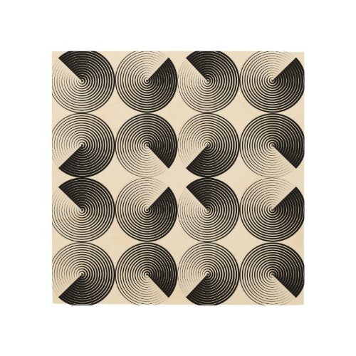 Optical Illusion Monochrome Geometric Circles Wood Wall Art