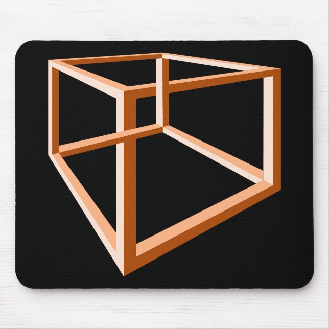 Optical illusion of an impossible orange construct mouse pad (Front)