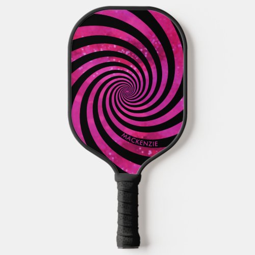 Optical Illusion Pink Spiral Custom Color Name Pickleball Paddle