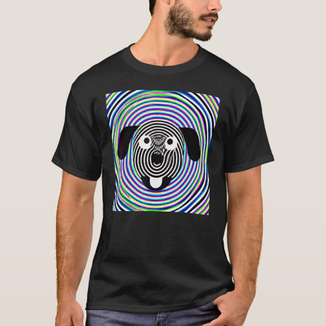Optical illusion puppy artwork witty dog T-Shirt (Front)