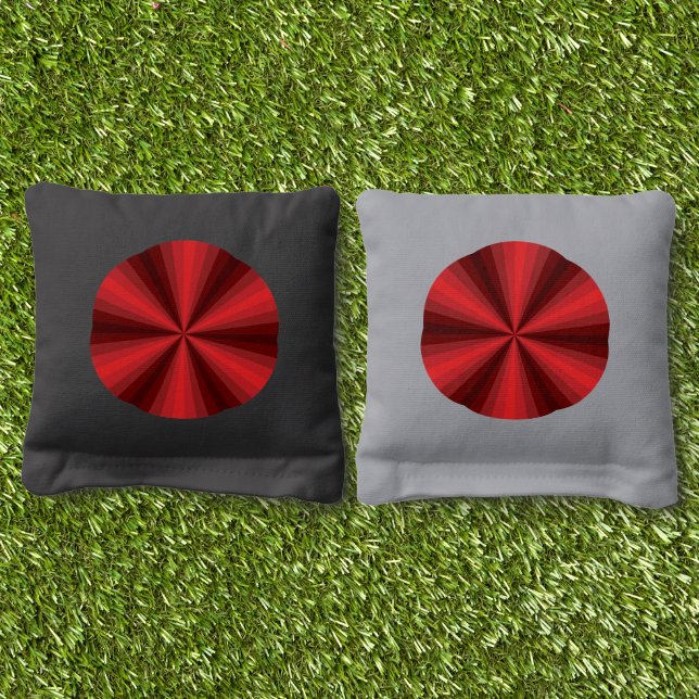 Optical Illusion Red Cornhole Bags (Grass)