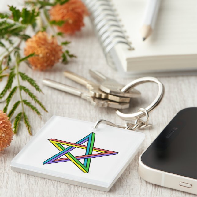 Optical illusion Star Keychain (Front Right)