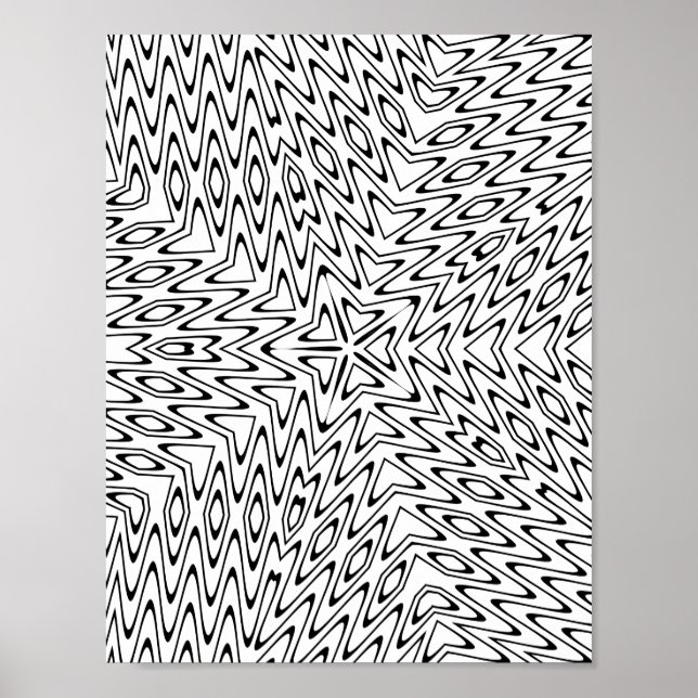 Optical Illusion Star Wave Pattern Coloring Page Poster (Front)