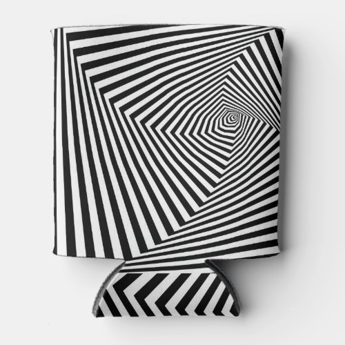 Optical Illusion Striped Geometric Abstract Can Cooler