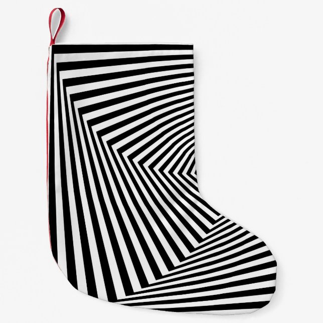 Optical Illusion: Striped Geometric Abstract. Small Christmas Stocking (Front)