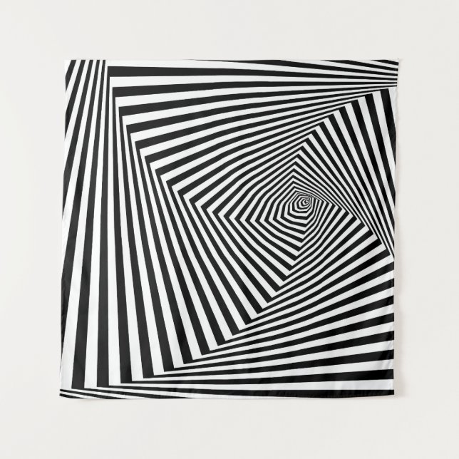 Optical Illusion: Striped Geometric Abstract. Tapestry (Front)