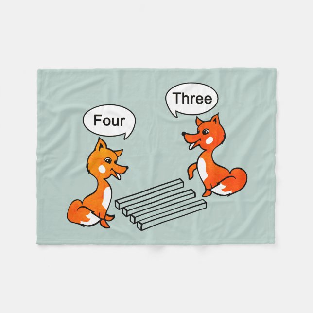 Optical illusion Trick Cute Fox Fleece Blanket (Front (Horizontal))
