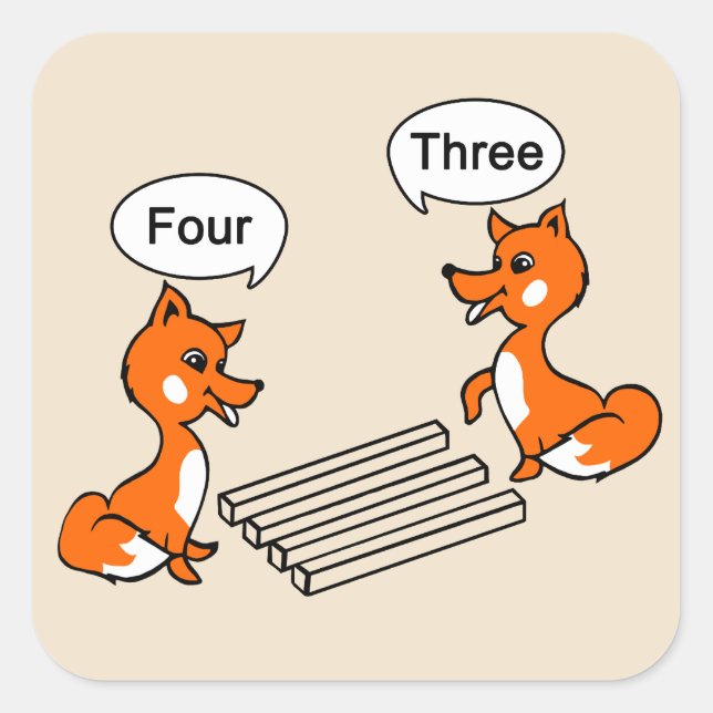Optical illusion Trick Fox Drawing Square Sticker (Front)