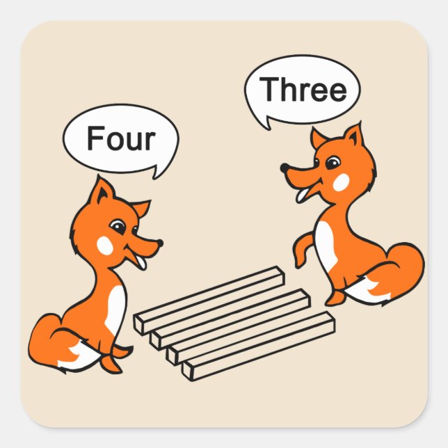 Optical illusion Trick Fox Drawing Square Sticker (Front)