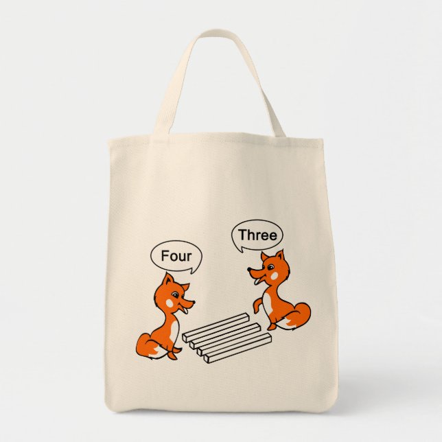 Optical illusion Trick Fox Grocery Tote Bag (Front)