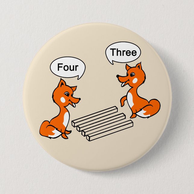 Optical illusion Trick with Foxes Button (Front)