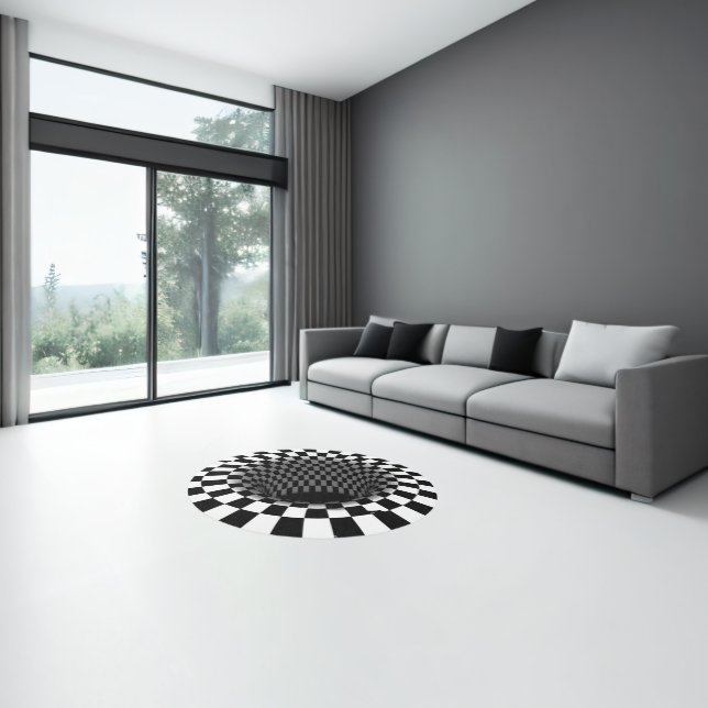 Optical Illusion VORTEX Designer's 5'Trompe l'oeil Rug (Insitu (Indoor 3))
