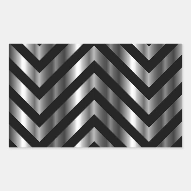 Optical illusion with metal bars and zig zag lines rectangular sticker (Front)