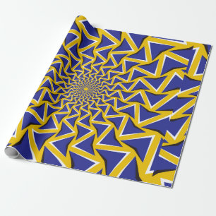 Optical motion illusion bitmap background. Blue ar Wrapping Paper