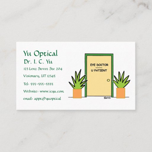 Customizable Optical Cartoon Business or Appointment Card Business Card Template