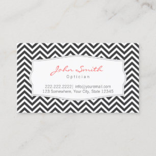 Optical Specialist Dark Gray Chevron Stripes Business Card