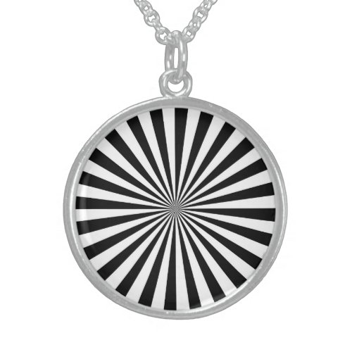 Optical Sun Burst Spinning Wheel Design Sterling Silver Necklace
