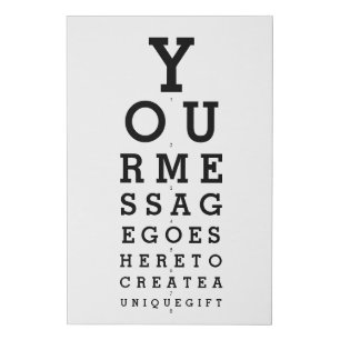 Optician Chart Personalized Message Faux Canvas Print