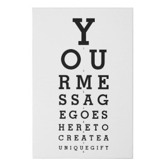 Optician Chart Personalized Message Faux Canvas Print