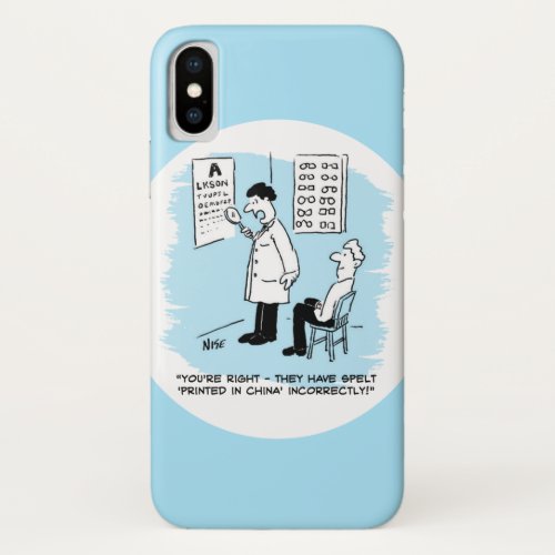 Optician Checks Spelling on Optical Wall Chart iPhone X Case
