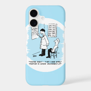 Optician Checks Spelling on Optical Wall Chart iPhone 17 Case