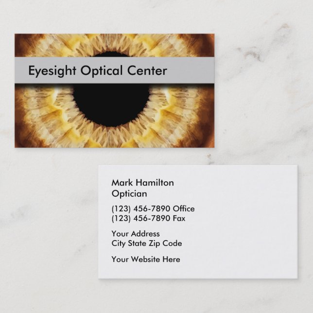 Optician Eye Care Center Medical Business Card (Front/Back)