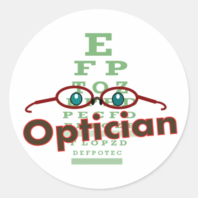 OpticianEye chart Gifts Classic Round Sticker Zazzle