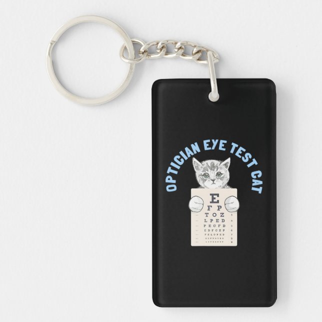 Optician Eye Test Cat Optometrist Ophthalmology Keychain (Front)