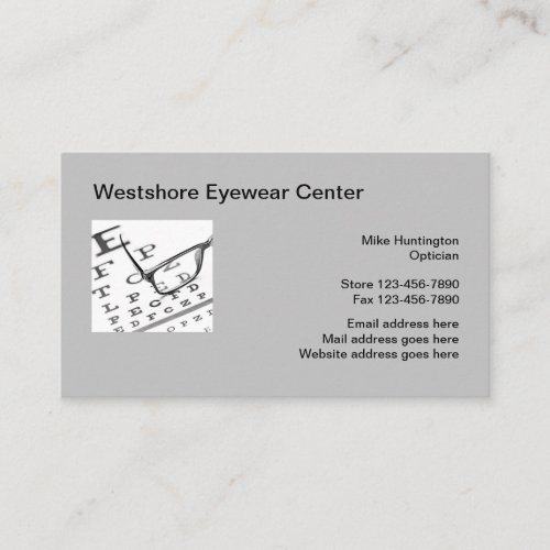 Optician Eyewear Store Business Cards