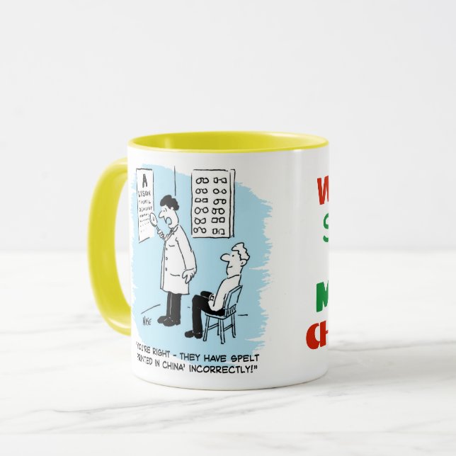 Optician giving an eye-test mug (Front Left)