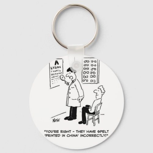 Optician giving an Eye_Test with Wall Chart Funny Keychain