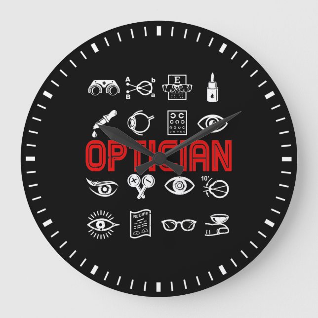 Optician Heart Optometrist Ophthalmologist Large Clock (Front)