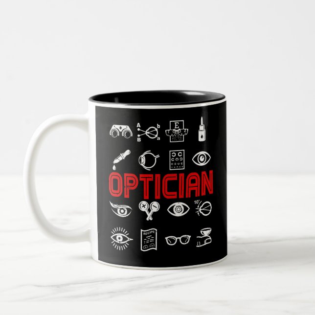 Optician Heart Optometrist Ophthalmologist Two-Tone Coffee Mug (Left)