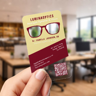 Optician Optometry Modern Trendy Colors Glasses Clear Business Cards