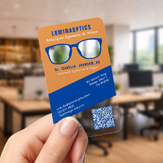 Optician Optometry Modern Trendy Colors Glasses Clear Business Cards
