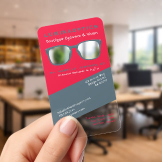 Optician Optometry Modern Trendy Colors Glasses Clear Business Cards