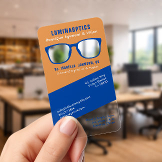 Optician Optometry Modern Trendy Glasses Clear Business Cards