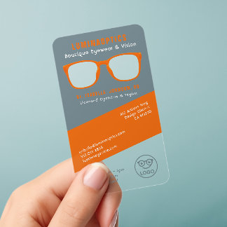 Optician Optometry Modern Trendy Glasses Logo Clear Business Cards