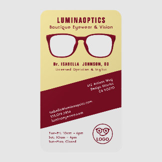 Optician Optometry Modern Trendy Logo Glasses Clear Business Cards