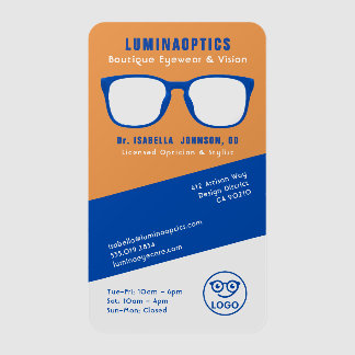 Optician Optometry Modern Trendy Logo Glasses Clear Business Cards