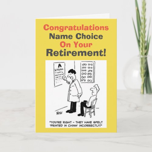 Optician Retirement Card