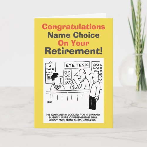 Optician Retirement Card