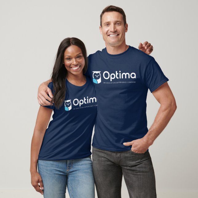 Optima Men's Tshirt: Navy w/ White Logo Horizontal T-Shirt (Unisex)