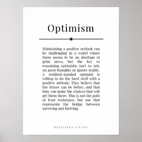 OPTIMISM Inspirational Uplifting Poster