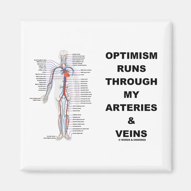 Optimism Runs Through My Arteries & Veins Magnet (Front)