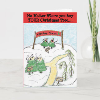 Optimist Lot Christmas Trees Holiday Card