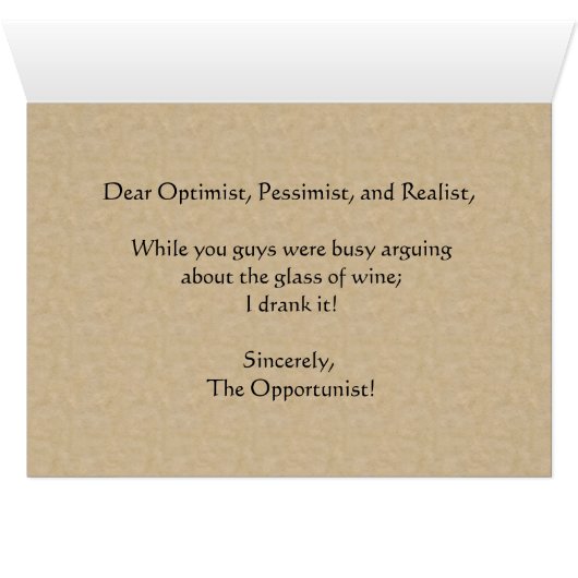 Optimist Pessimist and Realist Surprise (Inside Horizontal (Bottom))