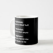 Optimist, Pessimist, Engineer Funny Saying Coffee Mug (Front Left)