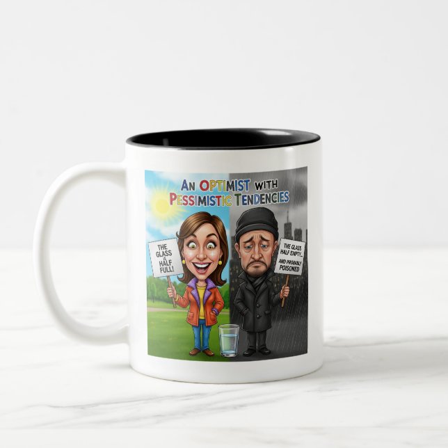 Optimist vs Pessimist Funny Mug Quote (Left)