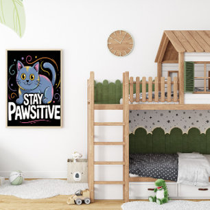 Optimistic Feline Outlook Poster